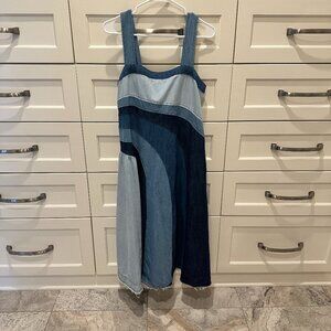 Pilcro Anthropologie Denim A-Line Colorblock Dress, Size Medium